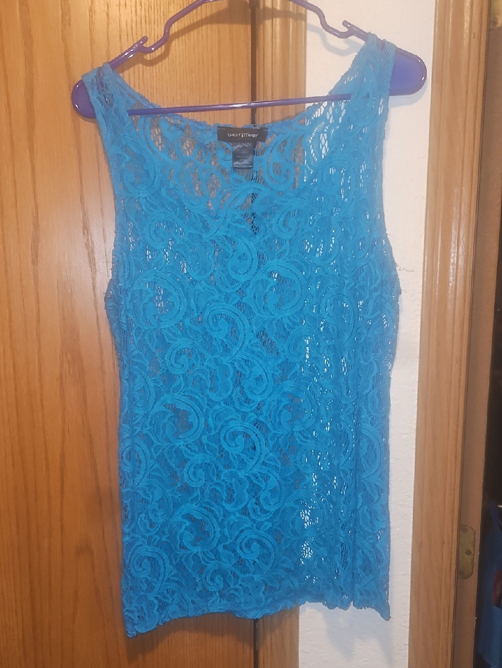 Ashley Stewart Bright Teal Lace Tank Camisole